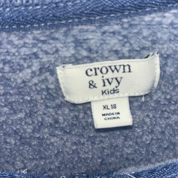 Crown & Ivy Kids Boy's XL 1/4 Zip Mock Neck Blue Pullover Sweater - Picture 2 of 4